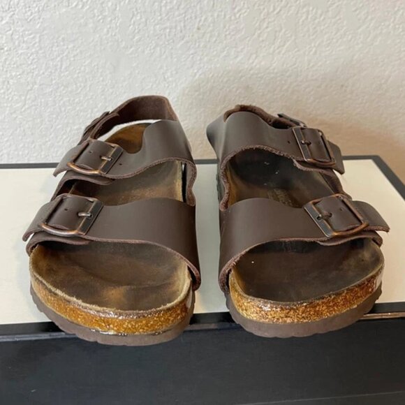 Birkenstock Milano Brown Leather Buckle Open Toe Sandals Women's 36 EU/5 US - Picture 1 of 10